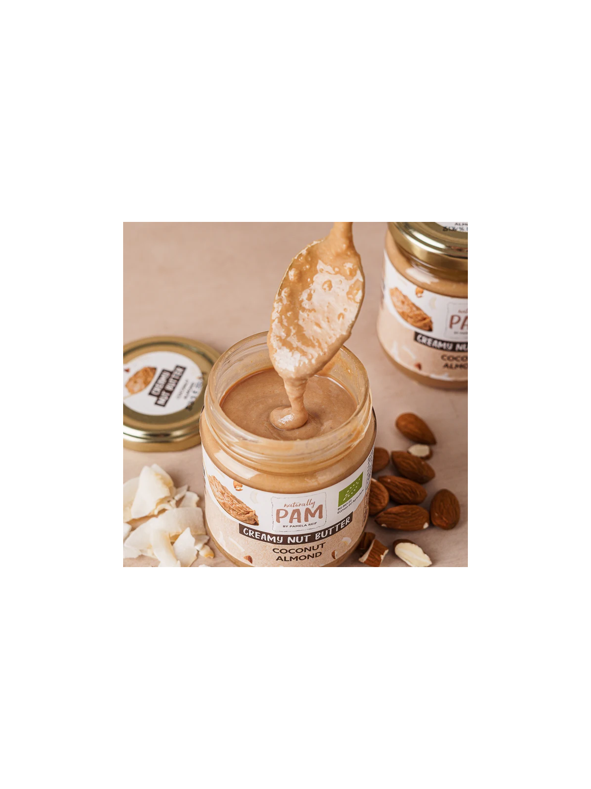 Migdolų ir kokosų kremas Naturally Pam Creamy Nut Butter