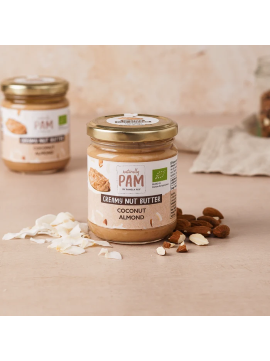 Migdolų ir kokosų kremas Naturally Pam Creamy Nut Butter