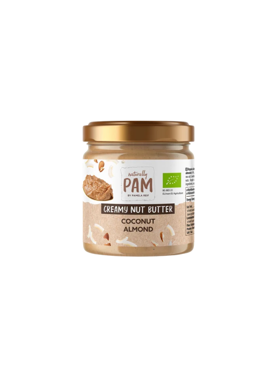 Migdolų ir kokosų kremas Naturally Pam Creamy Nut Butter