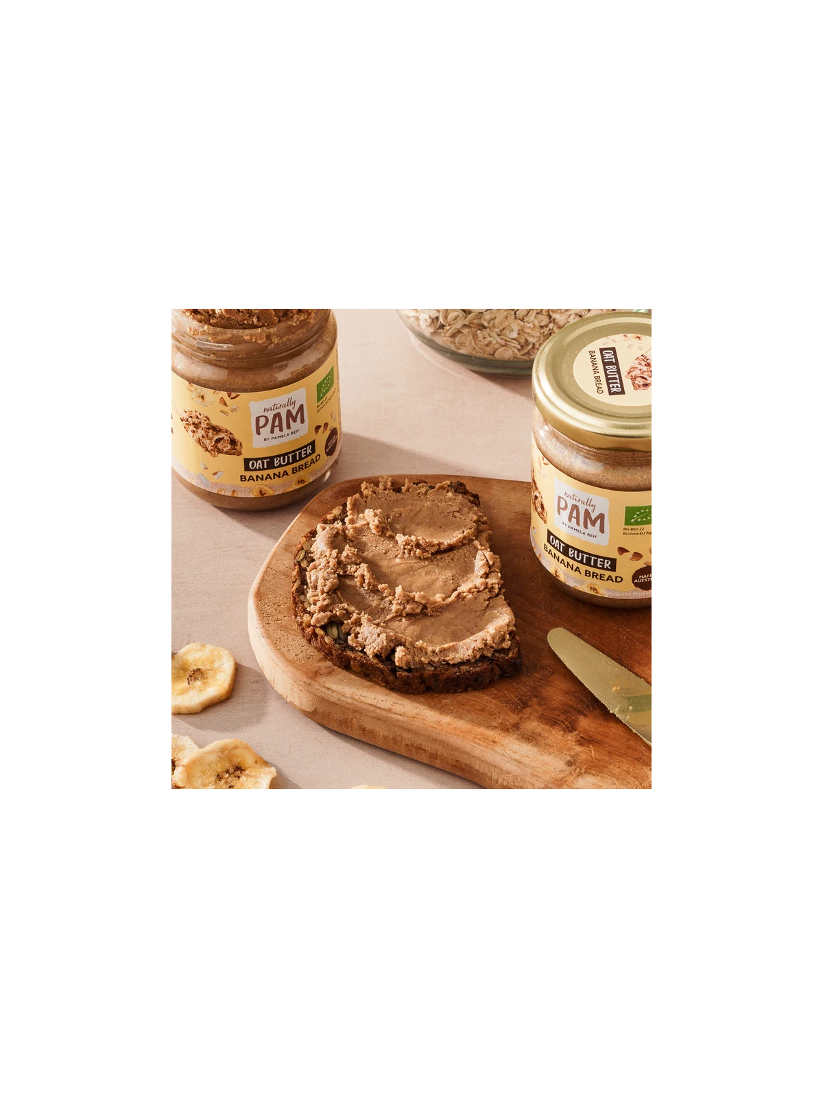 Avižų kremas Naturally Pam Oat Butter Banana Bread