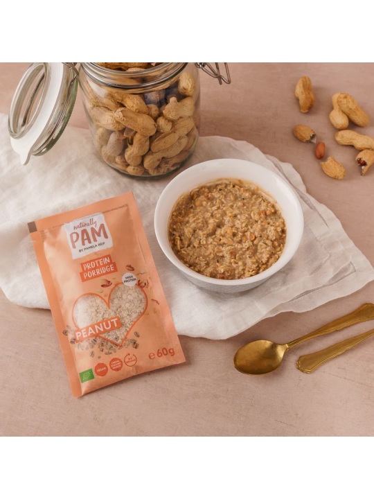 Baltyminė avižinė košė su žemės riešutais Naturally Pam Protein Porridge Peanut