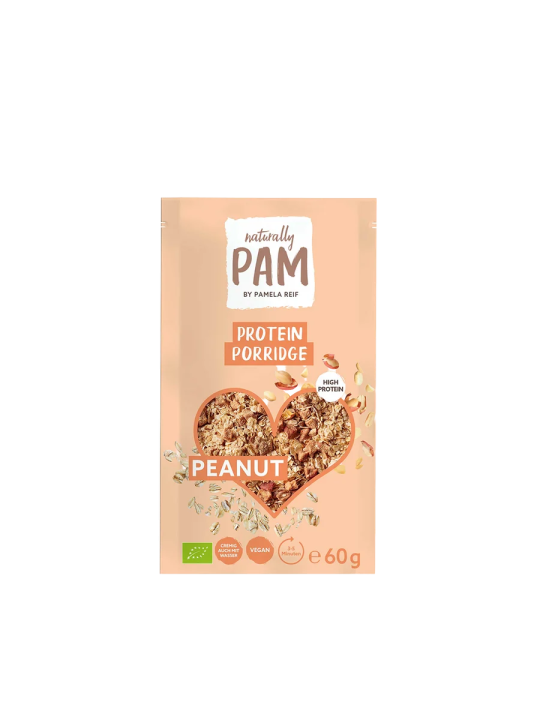 Baltyminė avižinė košė su žemės riešutais Naturally Pam Protein Porridge Peanut