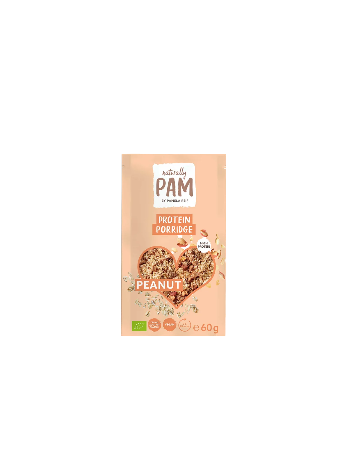 Baltyminė avižinė košė su žemės riešutais Naturally Pam Protein Porridge Peanut