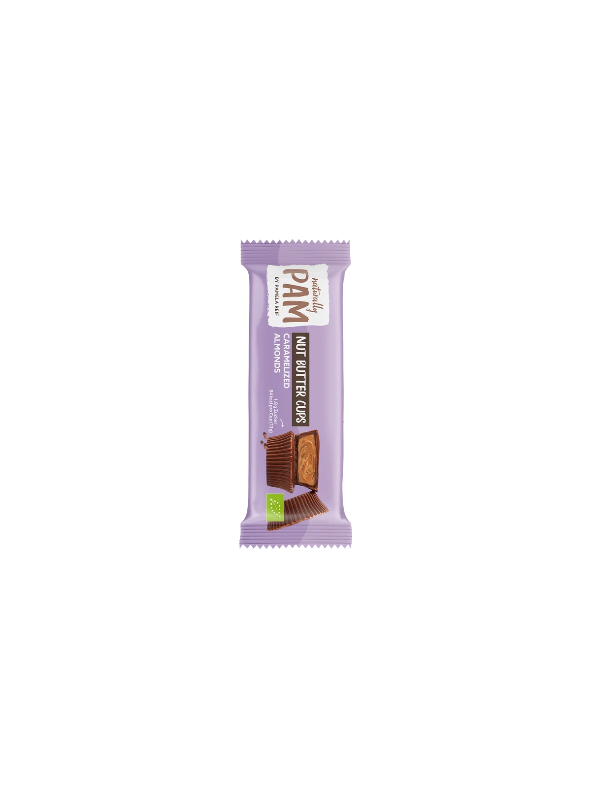 Šokoladiniai saldainiai su migdolų kremu Naturally Pam Nut Butter Cups Caramelized Almonds