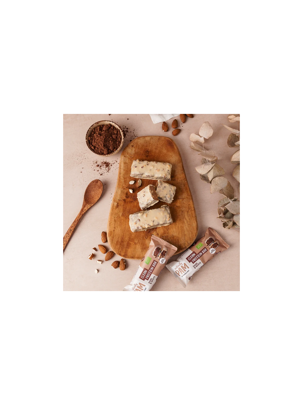Baltyminis batonėlis su kakava ir migdolais Naturally Pam Clean Protein