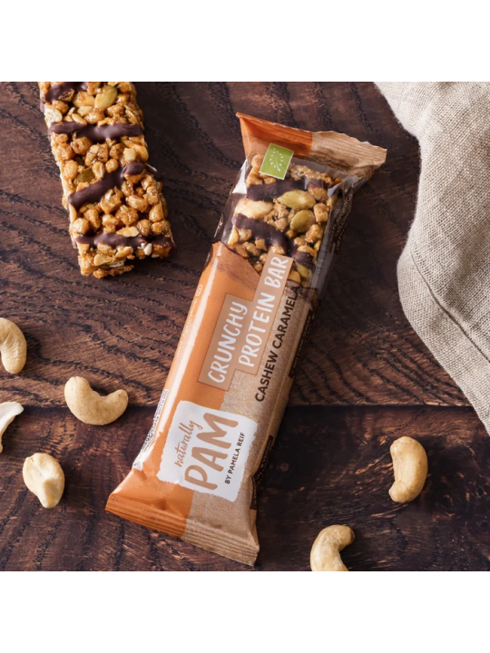 Traškus baltyminis batonėlis su anakardžiais Naturally Pam Crunchy Protein Bar