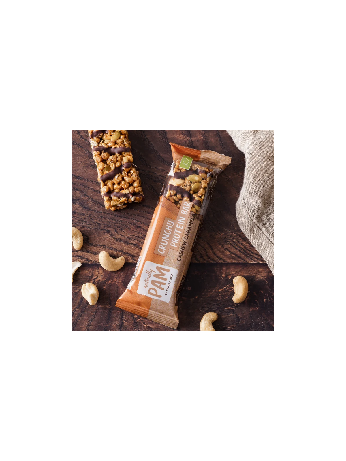 Traškus baltyminis batonėlis su anakardžiais Naturally Pam Crunchy Protein Bar