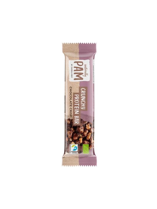 Traškus šokoladinis baltyminis batonėlis Naturally Pam Crunchy Protein Bar