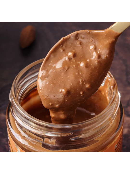 Traškus migdolų kremas su karamelizuotais migdolais Naturally Pam Crunchy Nut Butter